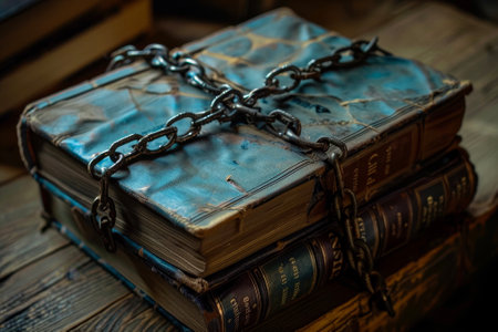 A book that is wrapped with chains, locks or ribbonsの素材