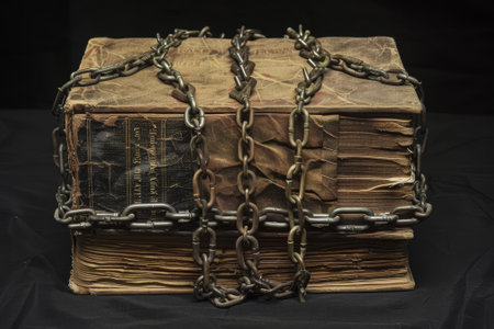 A book that is wrapped with chains, locks or ribbonsの素材