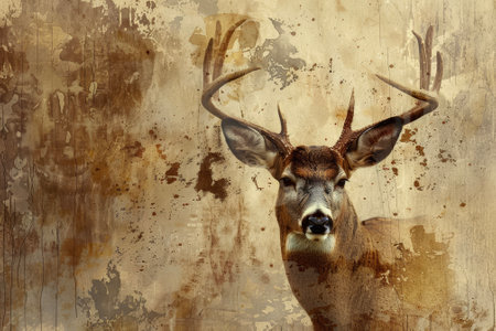 A deer with a brown color and a antler and a professional overlay on the graceの素材
