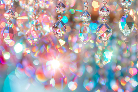 An abstract wallpaper pattern featuring a close-up of a crystal chandelierの素材