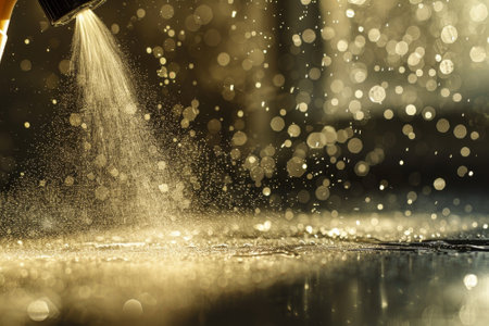 A close-up shot of a spray bottle spraying cleaner onto a dirty surface.の素材