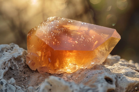 A large, shiny, and colorful rock sits on a rocky surface. The rock is a beautiful and unique piece of nature, and it seems to be a rare find. The rock's color and texture create a sense of wonderの素材
