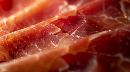 A close up of a piece of meat with a lot of texture. The meat is red and he is hamの素材