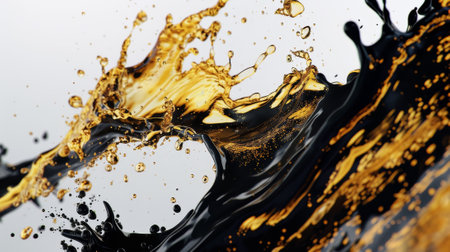 A splash of oil paint with a splash of waterの素材