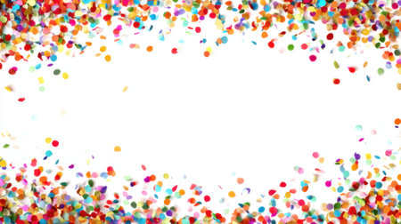 Bright and vibrant confetti sprinkles across a clear background celebrating happiness and festivities.の素材