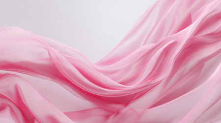 Soft pink silk cascades gracefully creating a serene and ethereal mood within the space.の素材