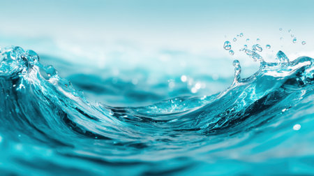 Gentle waves rise and fall in clear turquoise water, illuminated by soft sunlight. The scene captures a peaceful moment by the sea, evoking a calm and refreshing ambiance.の素材