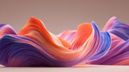 Vibrant flowing shapes in purple and orange create a serene and artistic atmosphere.の素材