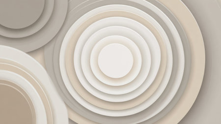 Layers of soft circles in warm neutrals form a soothing and elegant backdrop adding a modern touch.の素材