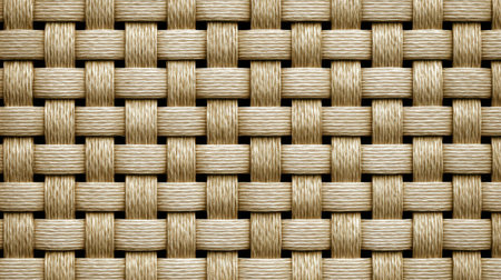 Close up view of a carefully woven texture featuring light colored natural fibers creating a warm look.の素材