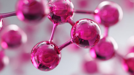 Colorful molecular structures display intricate connections in a stunning pink hue inspiring curiosity.の素材