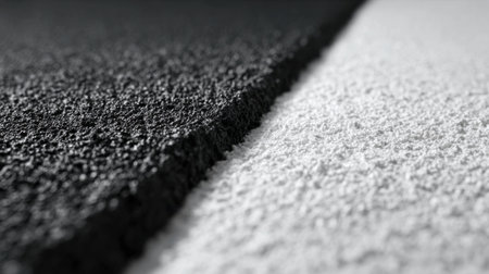 Surface textures of black and white materials meet showcasing a bold artistic statement in simplicity.の素材