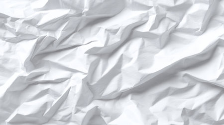 A close up view of crumpled white paper showcases interesting patterns and textures.の素材
