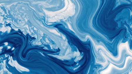 Swirling shades of blue and white blend beautifully evoking feelings of tranquility and depth.の素材