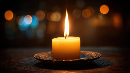 Soft candlelight illuminates a tranquil space creating warmth and serenity on a calm night.の素材