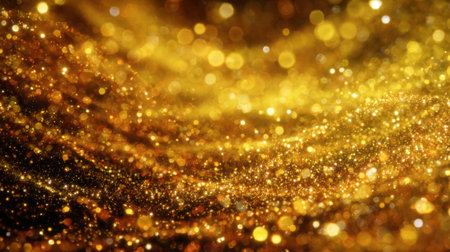 A display of shimmering golden lights fills the scene, creating a warm and inviting atmosphere. These sparkling elements add a sense of magic to the nighttime festivities.の素材