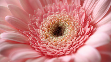 A beautiful pink gerbera daisy blooms with delicate layers of petals and intricate details. The soft natural light enhances its vibrant hues, perfect for a floral display.の素材