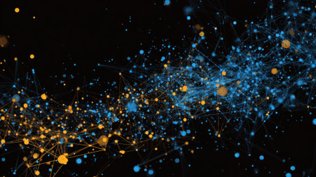 A black and orange and blue image of a starry sky. The blue and orange colors are scattered throughout the image, creating a sense of depth and movement. The stars are small and twinklingの素材