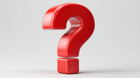 A bold red question mark stands upright on a neutral background, representing curiosity and seeking answers. This vibrant design draws attention and prompts thought.の素材