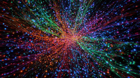 Bright colors explode in a mesmerizing display creating an enchanting cosmic atmosphere.の素材