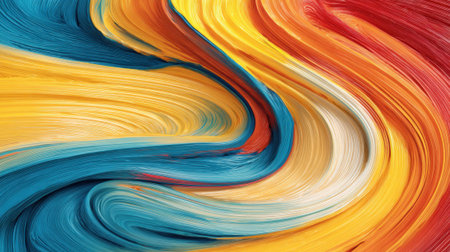 Vivid hues twist and turn together forming an energetic and abstract visual experience.の素材
