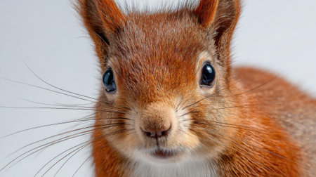 A curious squirrel looks directly at the viewer its big eyes reflecting curiosity and charm.の素材