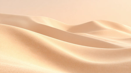 Gentle curves of sandy dunes stretch across the tranquil scene bathed in warm morning light.の素材