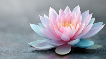 Soft colors of a water lily create a peaceful scene reflecting calmness and beauty on water.の素材