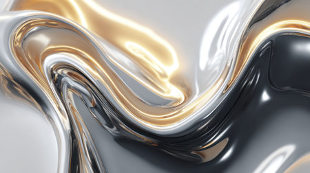 Metallic colors flow together in a captivating dance of silver gold and black textures.の素材