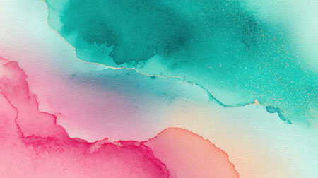 Swirling shades of pink and turquoise create a soothing abstract design with gentle gradients.の素材