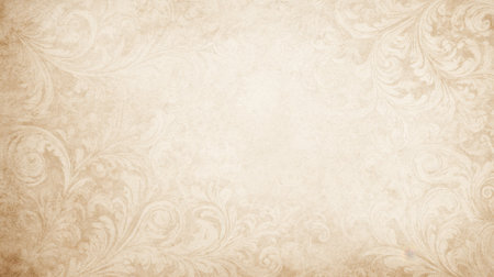 Delicate swirls and ornate details create a sophisticated vintage backdrop in soft warm hues.の素材