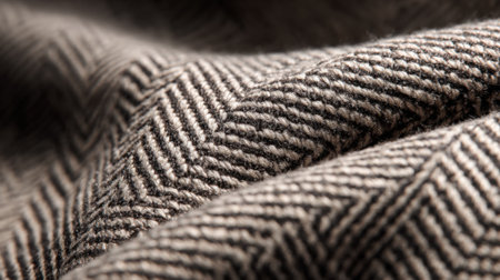 This herringbone fabric highlights intricate patterns and textures, creating a warm atmosphere. The soft and inviting material is perfect for various textile projects.の素材
