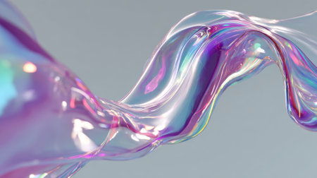 A beautiful colorful swirl of liquid flows effortlessly reflecting light and creating stunning patterns.の素材