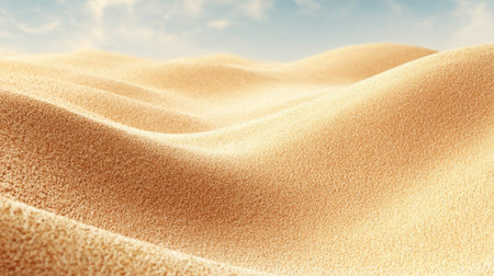 Soft golden sand dunes create a serene landscape under a vibrant sky inviting exploration.の素材