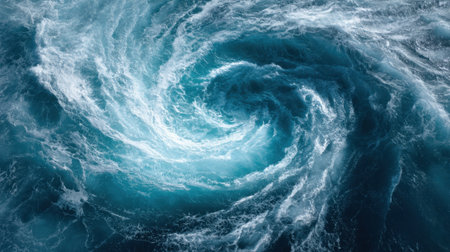 Vivid waves twist and spiral in a mesmerizing dance under the bright midday sun.の素材