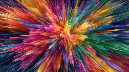 Color bursts through the canvas creating a lively display of bright tones and energetic motion.の素材