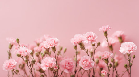 Fresh pink carnations dance softly against a gentle pink backdrop capturing the essence of springtime.の素材