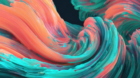Bold strokes of vibrant colors merge and swirl to form dynamic waves, capturing the energy and movement of abstract art. The blend of hues creates a captivating visual experience.の素材