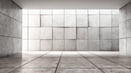 Bright room featuring seamless concrete walls and floor creating a modern and spacious ambiance.の素材