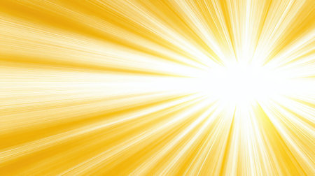 Bright sunlight shines down, filling the scene with warmth and energy. The rays spread widely, creating an inviting atmosphere under a clear midday sky.の素材