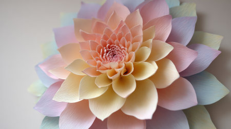 A colorful flower with a yellow center and pink petals. The flower is surrounded by a rainbow of colors, making it look like a vibrant and cheerful bouquetの素材