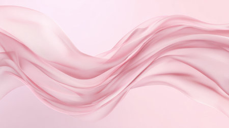 Waves of soft pink fabric cascade elegantly across a gentle pastel background. The delicate folds create a sense of motion and tranquility enhancing the overall aesthetic appeal.の素材