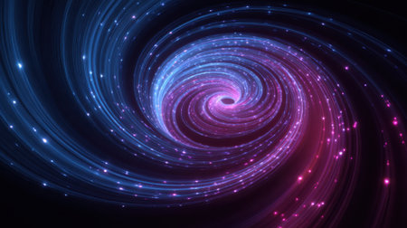 A mesmerizing vortex of blues and pinks twists through the depths of space sparkling with stars.の素材