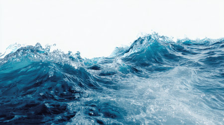 The blue waves rise and fall gracefully under a clear sky showcasing the vibrant colors of the ocean. The movement of the water reflects both calmness and energy inviting contemplation.の素材