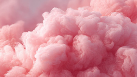 Puffy pink clouds dominate the sky creating a soft dreamy atmosphere during the evening. The setting sun casts a warm glow enhancing the beautiful scene.の素材