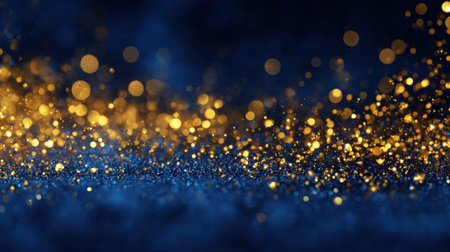 A vibrant display of shimmering golden and blue lights creates a stunning backdrop perfect for enhancing the atmosphere at parties or events. The soft glow brings a sense of magic.の素材