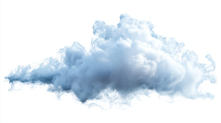 A large fluffy white cloud floats gently in a clear blue sky. This peaceful scene captures the beauty of nature on a calm sunny day inviting a sense of tranquility and wonder.の素材