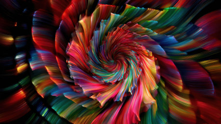 Bright hues twist and dance in a captivating spiral creating an enchanting and colorful display.の素材