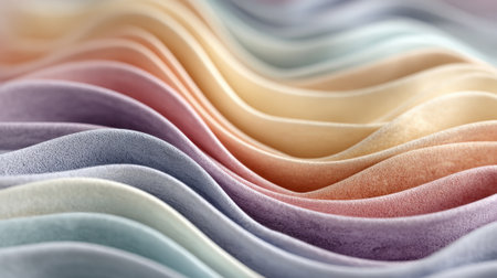 Soft fabric waves create an abstract texture with gentle colors blending together. The design evokes a soothing atmosphere, perfect for inspiring creativity and relaxation.の素材