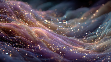 A colorful, starry sky with a purple background. The stars are scattered throughout the sky, creating a sense of movement and depth. Scene is one of wonder and awesomeの素材